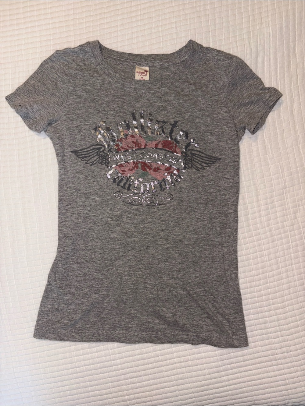 Vintage Y2K Hollister Grey Short Sleeve Graphic Tee